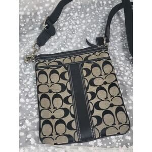 Coach Signature Black & Gray Canvas & Leather Crossbody